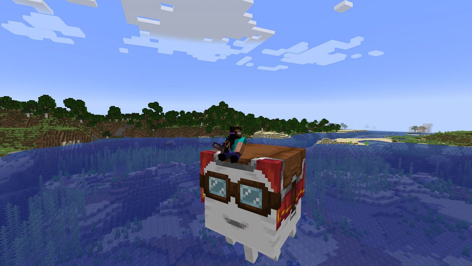 Happy ghast is a flying mob that can be ridden and controlled (Image via Sportskeeda Gaming || Mojang Studios)